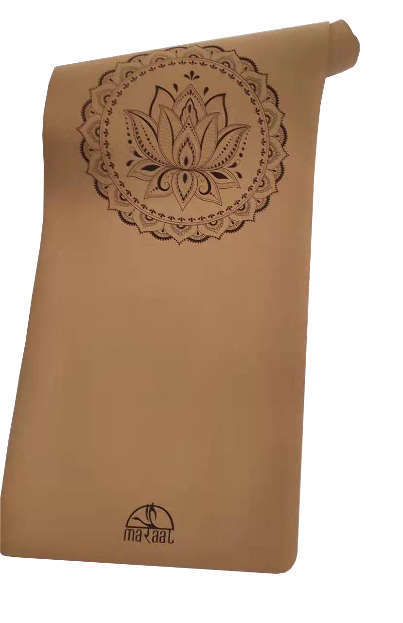MARAAL Taru Dedication Organic Cork and Tree Rubber Yoga Mat- Lotus